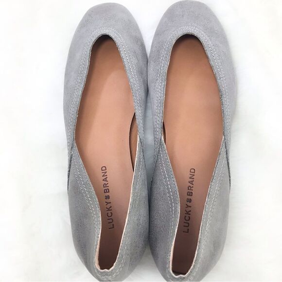 Lucky Brand ALBA Titanium Gray Leather Slip On Ballet Flats  New without Box - Picture 9 of 16